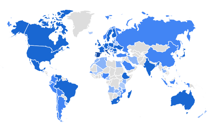 Mappa mondiale dei collegamenti